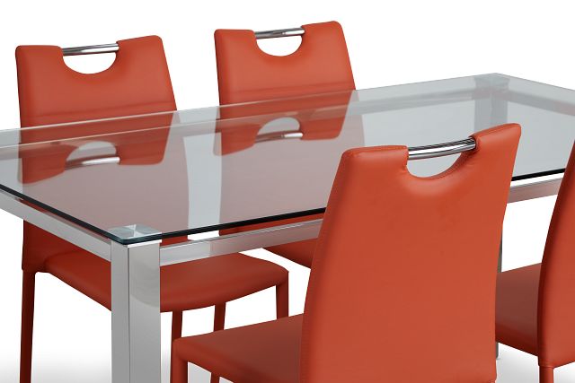 Skyline Orange Rect Table & 4 Upholstered Chairs