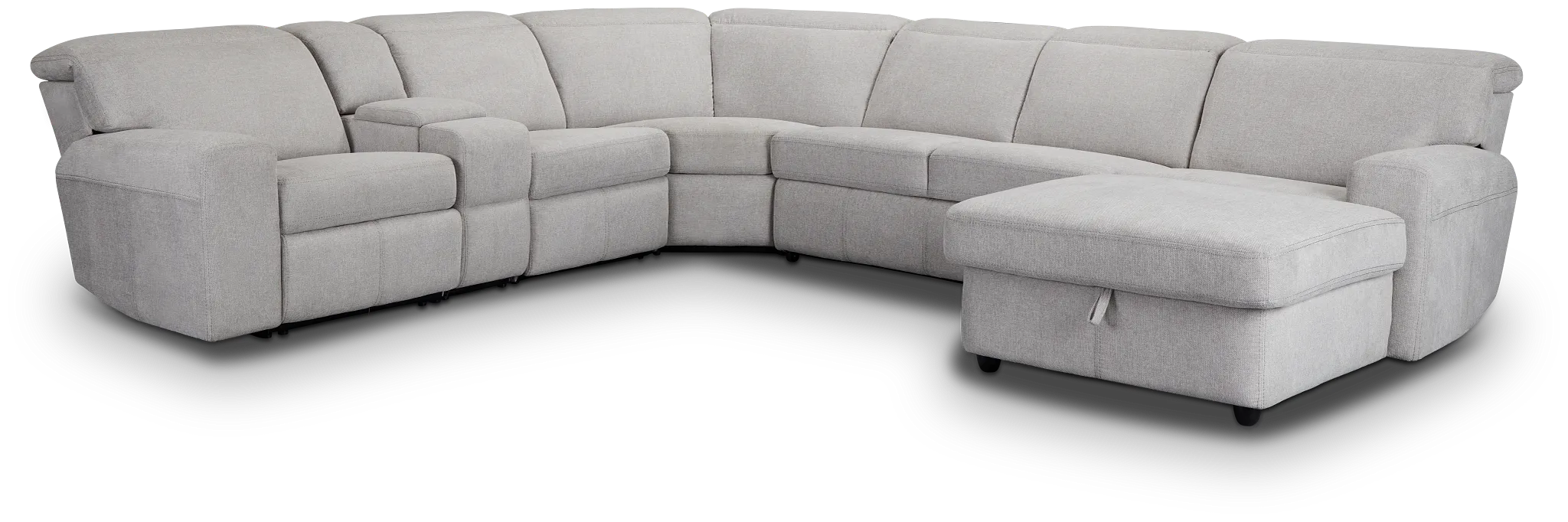 Callum Light Gray Storage Medium Right Reclining Chaise Sleeper Sectional