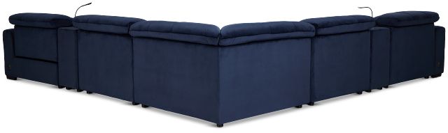 Gemma Navy Velvet Large Right Chaise Power Reclining Sectional