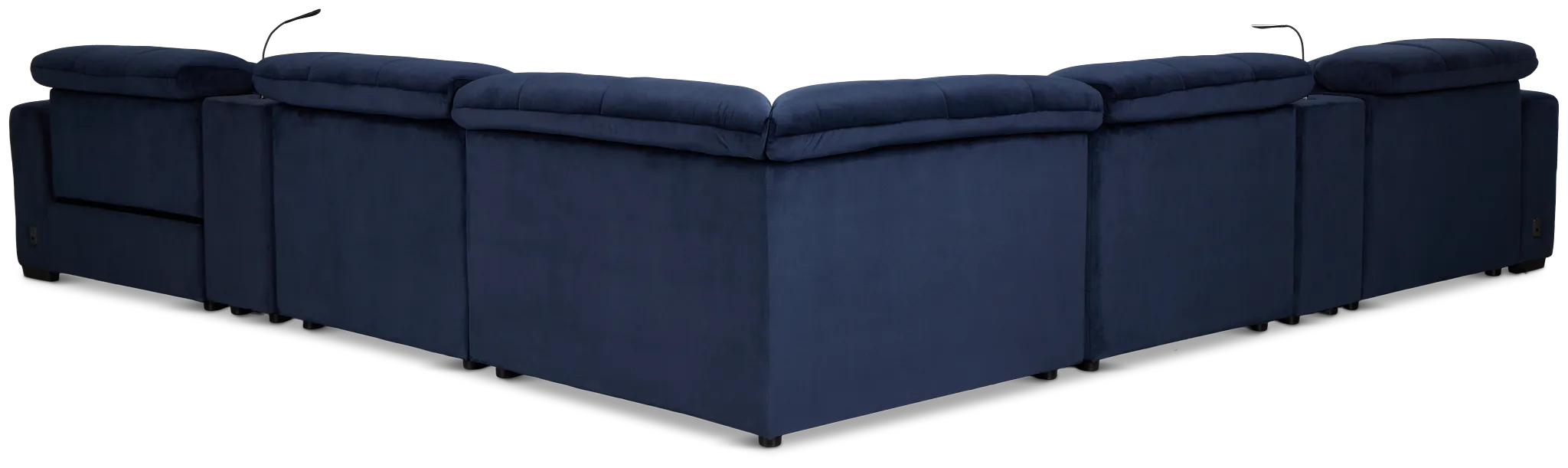 Gemma Navy Velvet Large Right Chaise Power Reclining Sectional