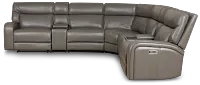 Jasper Gray Leather Large Triple Power Reclining Two-arm Sectional