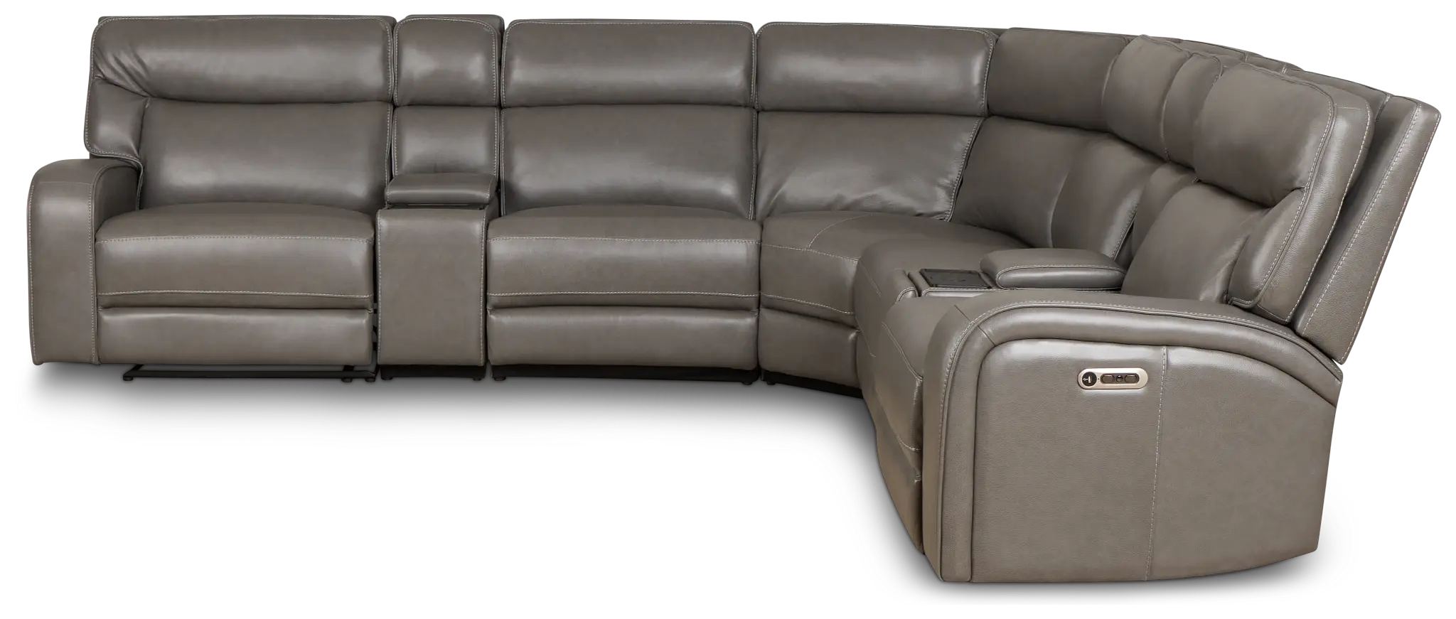 Jasper Gray Leather Large Triple Power Reclining Two-arm Sectional Jasper Gray Leather Large Triple Power Reclining Two-arm Sectional