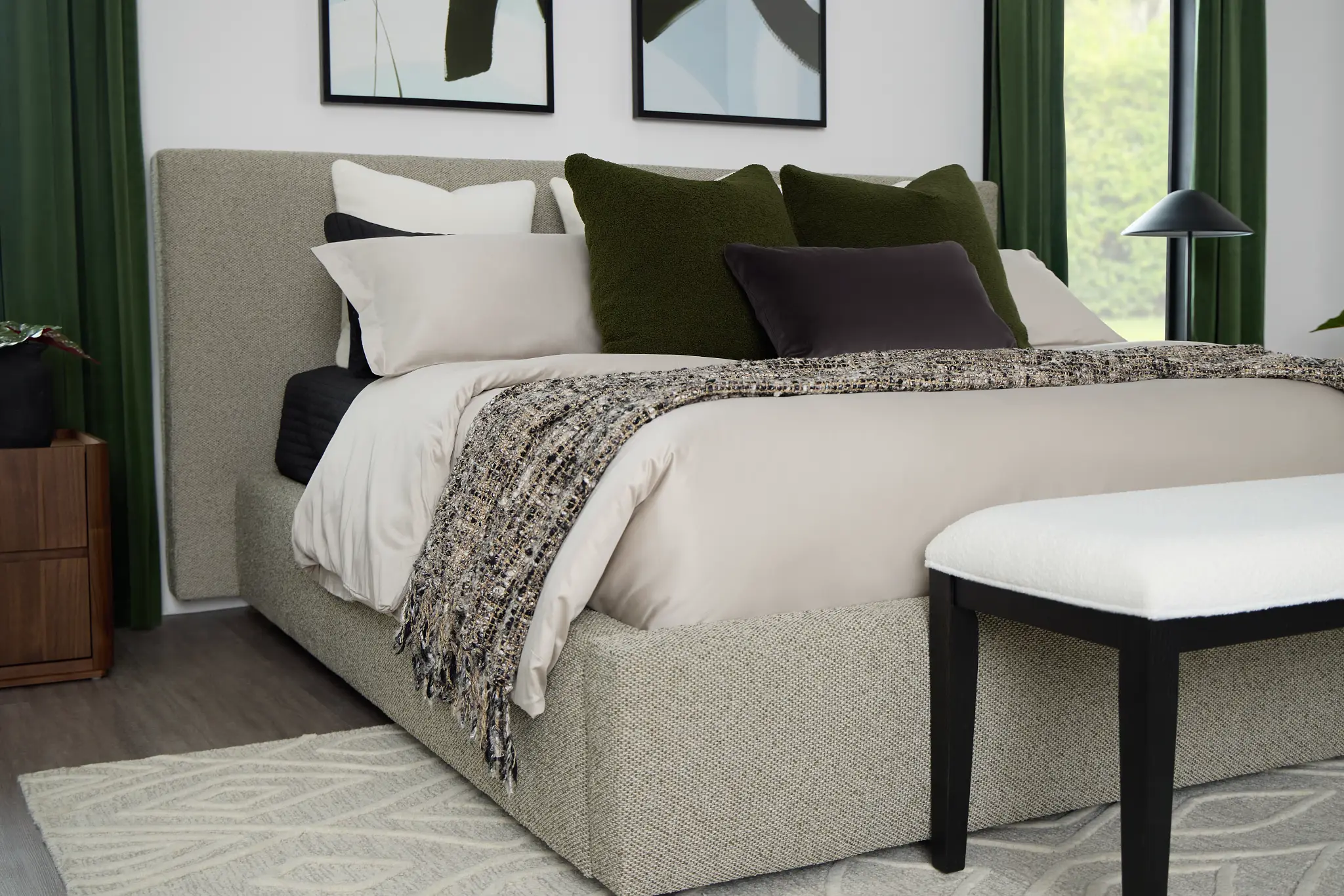 Grayton Gellar Green 44" Upholstered Platform Bed Grayton Gellar Green 44" Upholstered Platform Bed