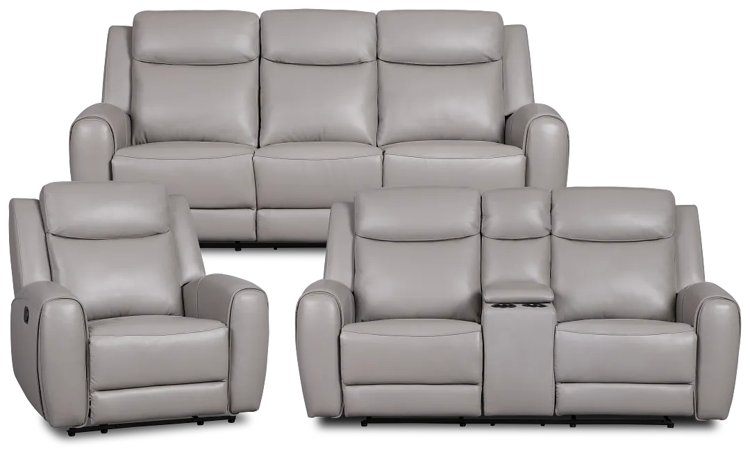 Walker Light Gray Lthr/vinyl Manually Reclining Living Room