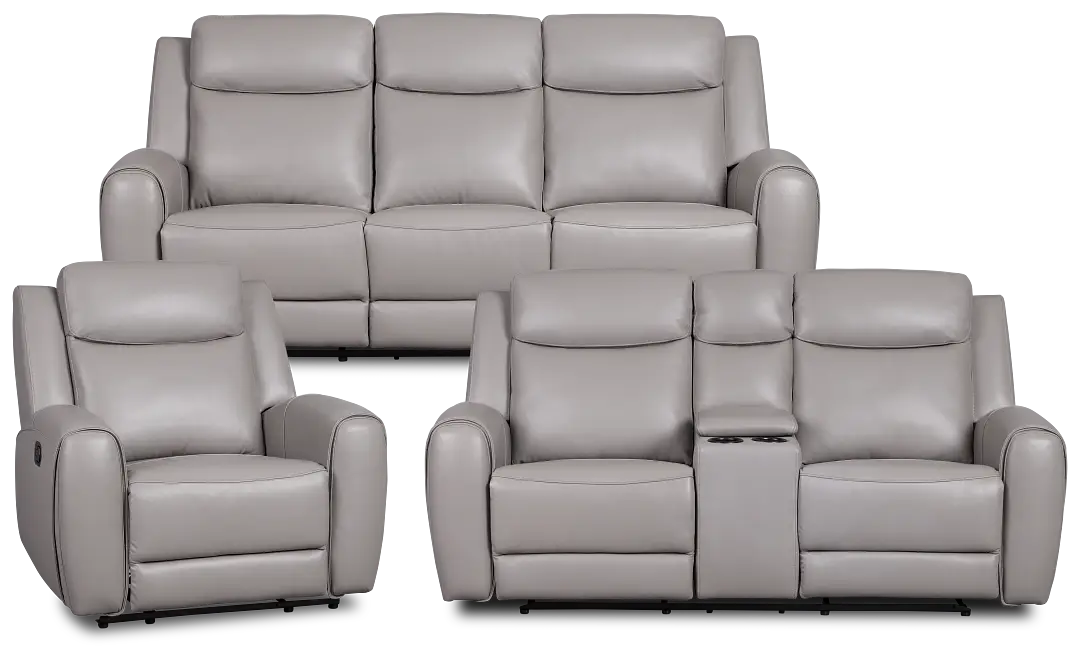 Walker Light Gray Lthr/vinyl Manually Reclining Living Room Walker Light Gray Lthr/vinyl Manually Reclining Living Room