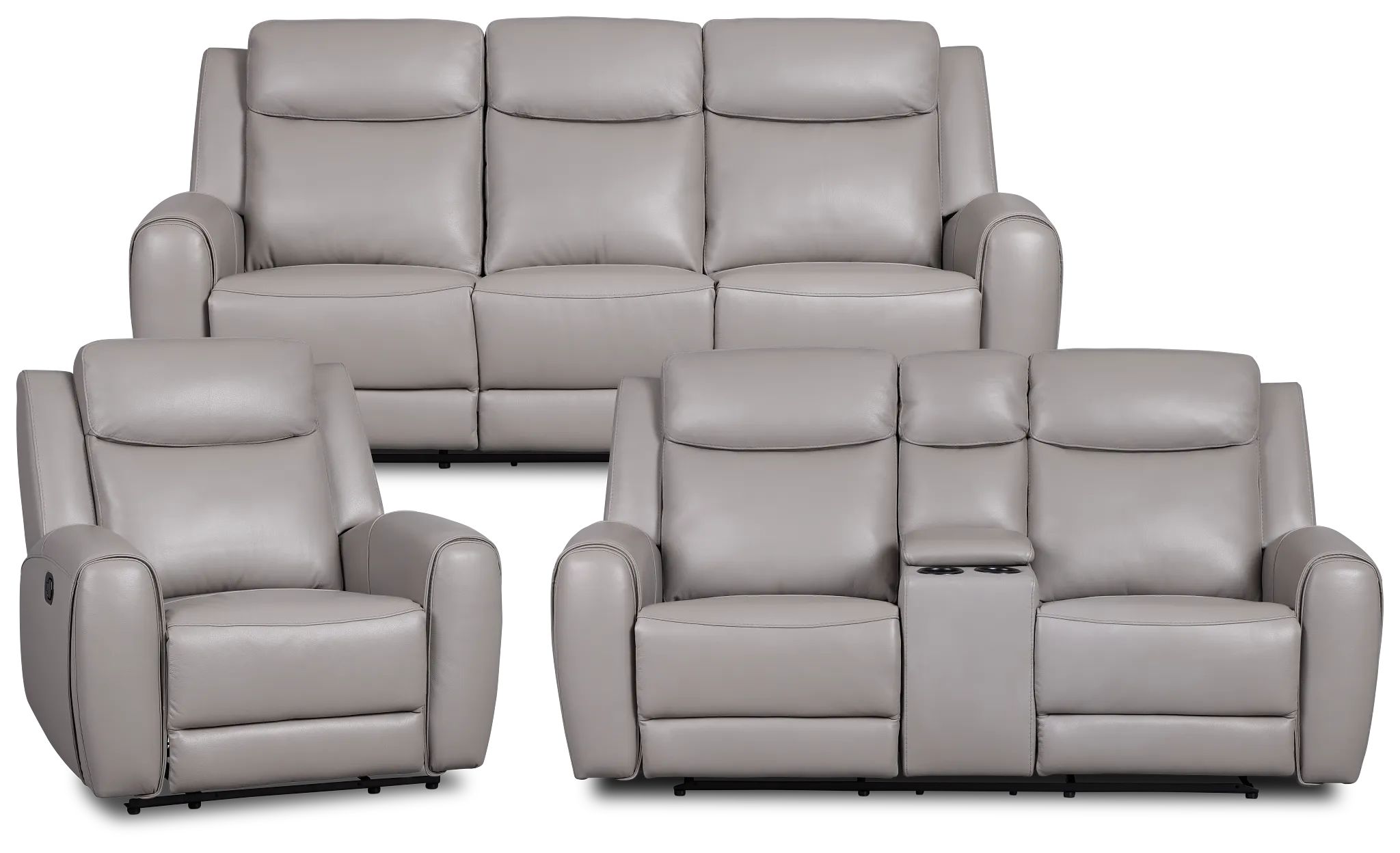 Walker Light Gray Lthr/vinyl Manually Reclining Living Room