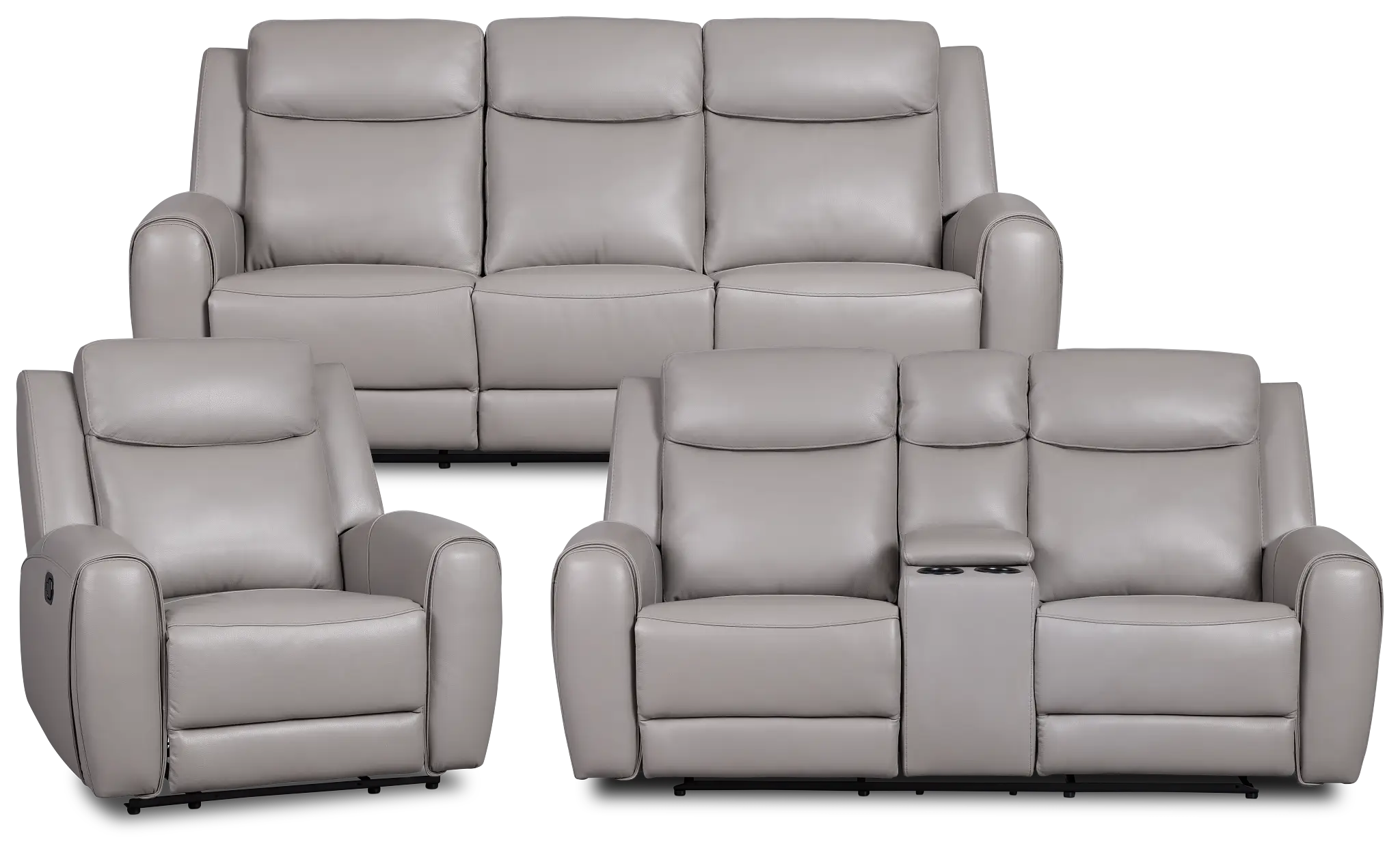 Walker Light Gray Lthr/vinyl Manually Reclining Living Room Walker Light Gray Lthr/vinyl Manually Reclining Living Room