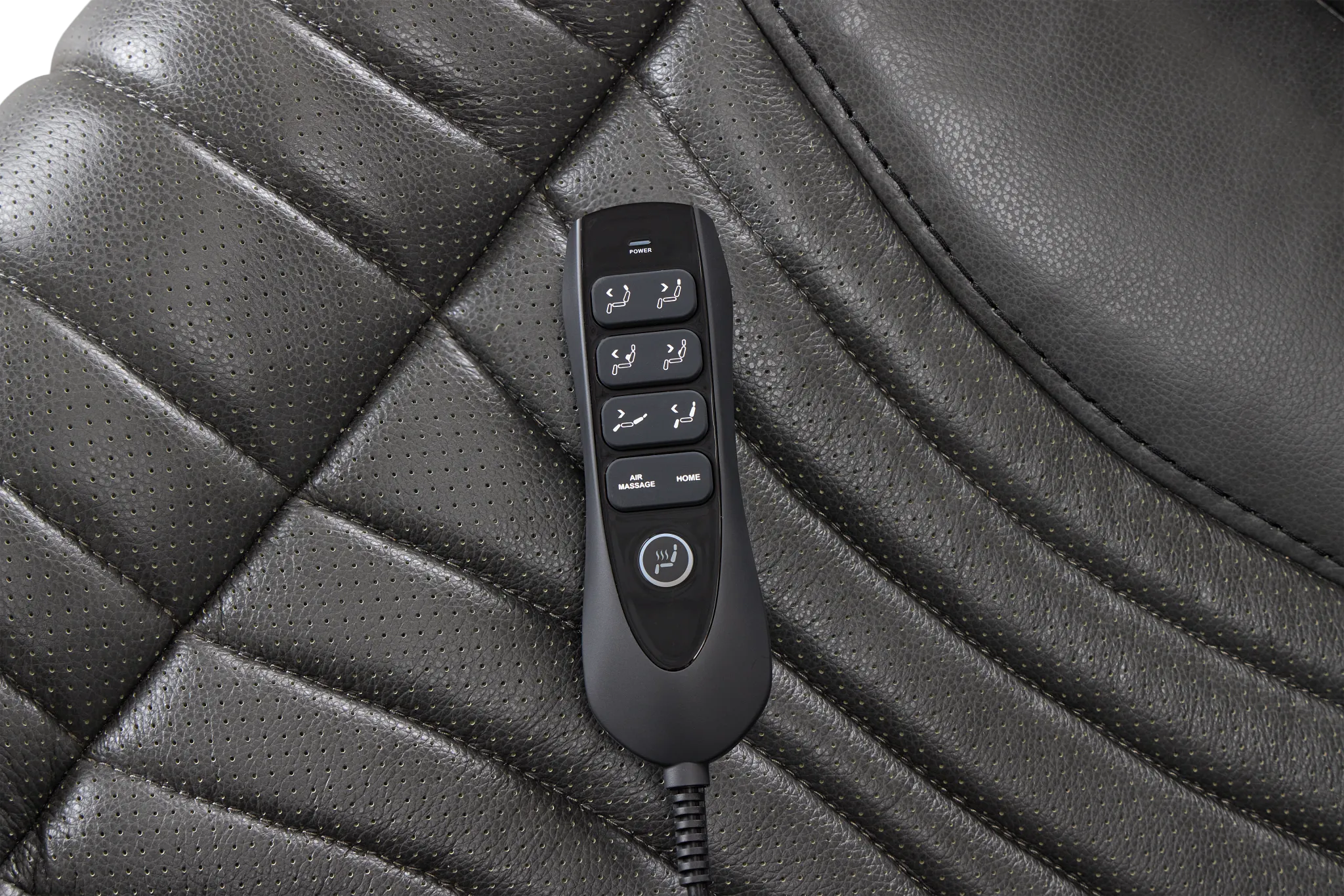 Nova Dark Gray Lthr/vinyl Power Reclining Console Loveseat W/ Massage