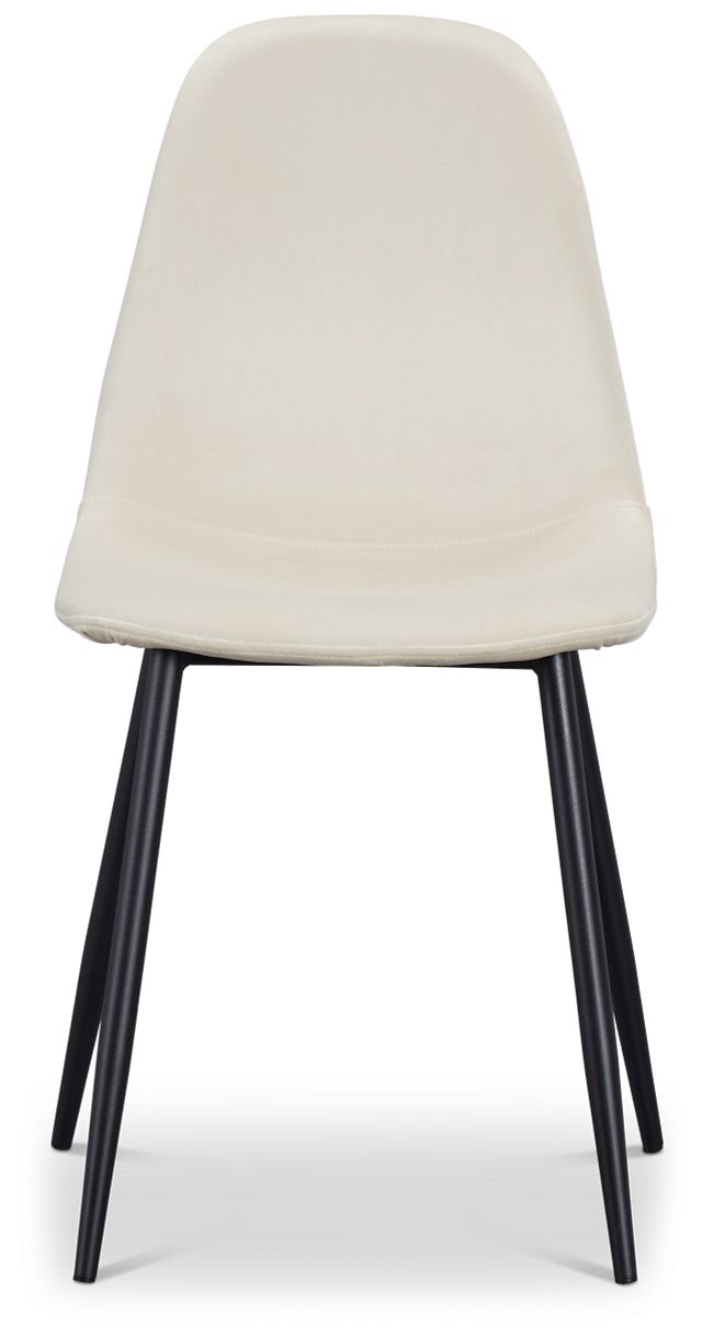 Havana Ivory Velvet Upholstered Side Chair W/ Black Legs