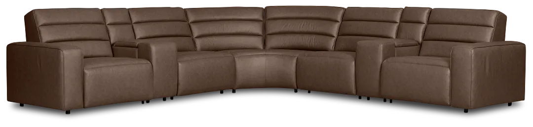 Sawyer Dark Brown Micro Large Dual Power Reclining Two-arm Sectional
