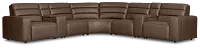 Sawyer Dark Brown Micro Large Dual Power Reclining Two-arm Sectional