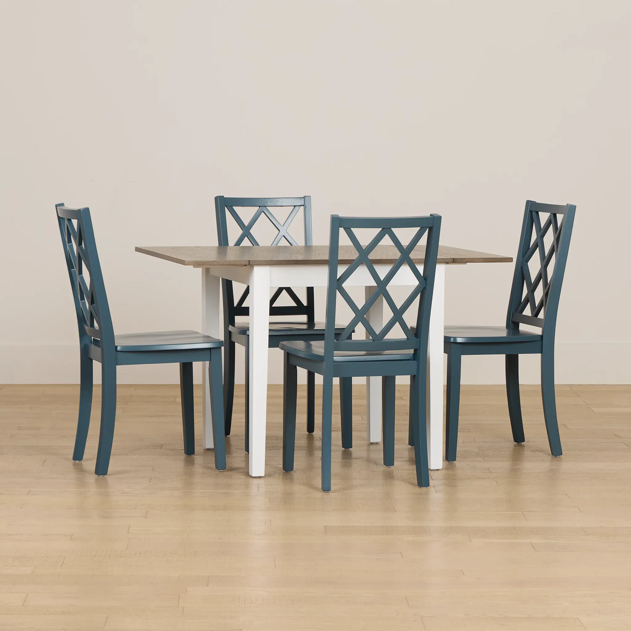 Edgartown Two-tone Rect Table & 4 Navy Wood Chairs Edgartown Two-tone Rect Table & 4 Navy Wood Chairs