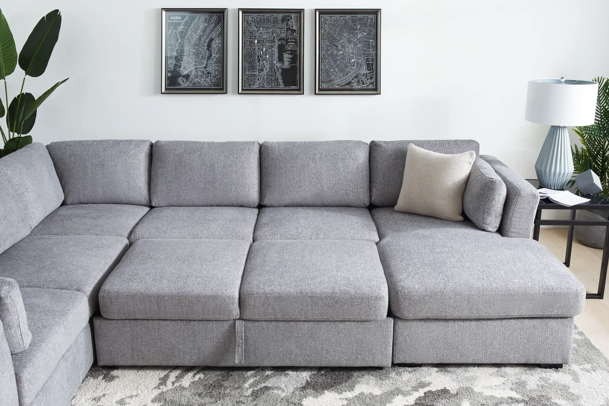 Amber Dark Gray Fabric Large Right Chaise Storage Sleeper Sectional Amber Dark Gray Fabric Large Right Chaise Storage Sleeper Sectional