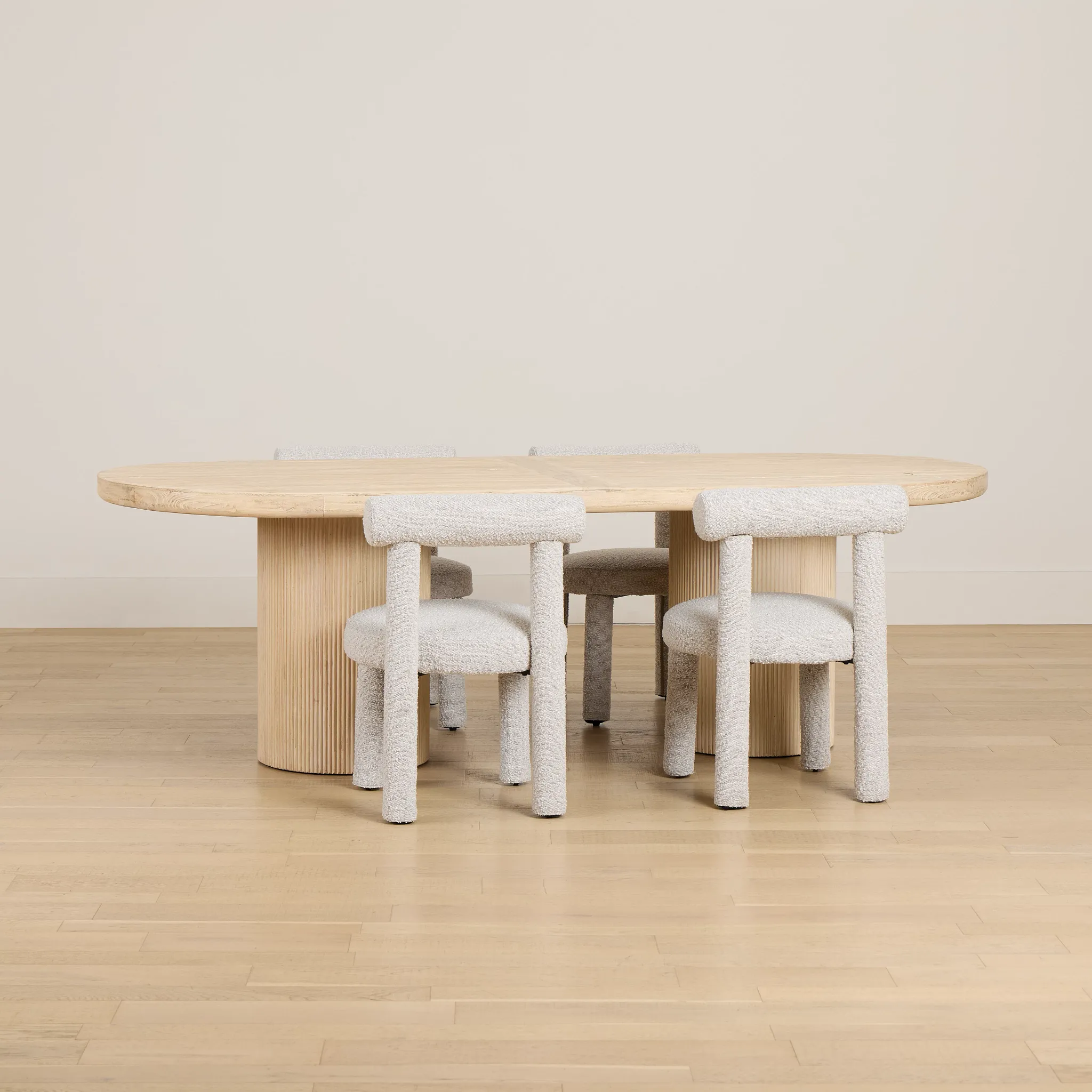 Clayton Light Tone Oval Table & 4 Upholstered Chairs