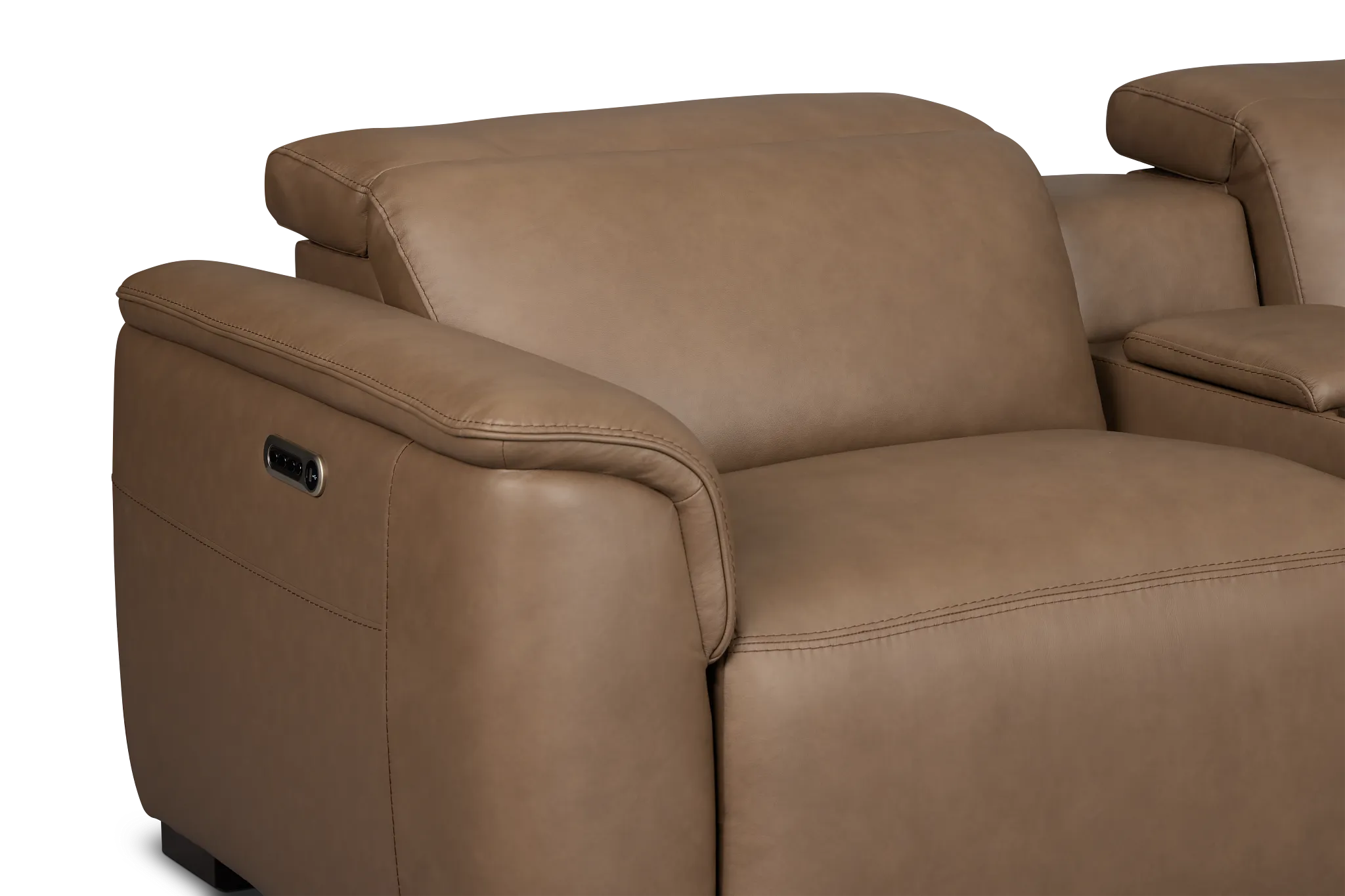 Flexsteel Brodie Dark Brown Lthr/vinyl Large Triple Power Reclining Two-arm Sectional