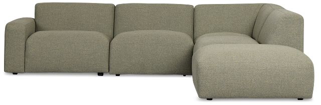 Baylor Green Fabric 5-piece Right Facing Bumper Sectional