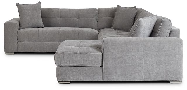 Brielle Light Gray Fabric Medium Right Chaise Sectional (2)
