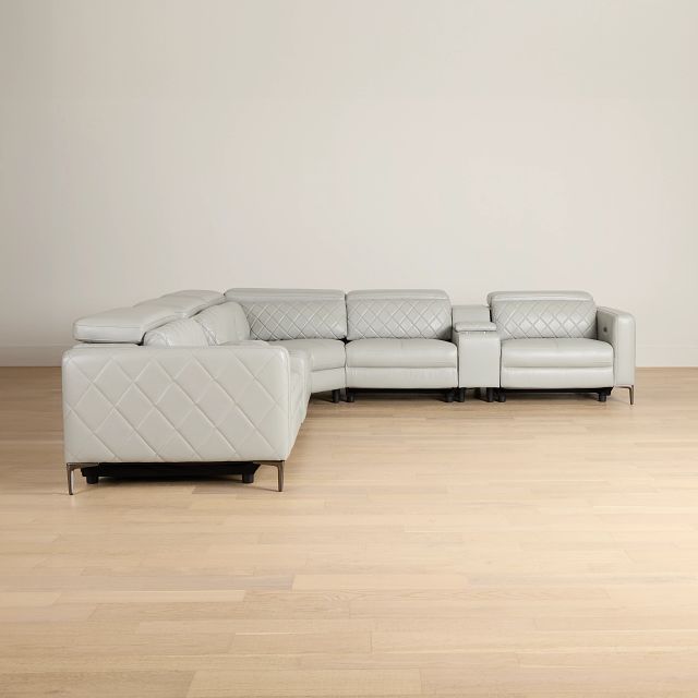 Ava Light Gray Micro Large Triple Power Reclining Two-arm Sectional