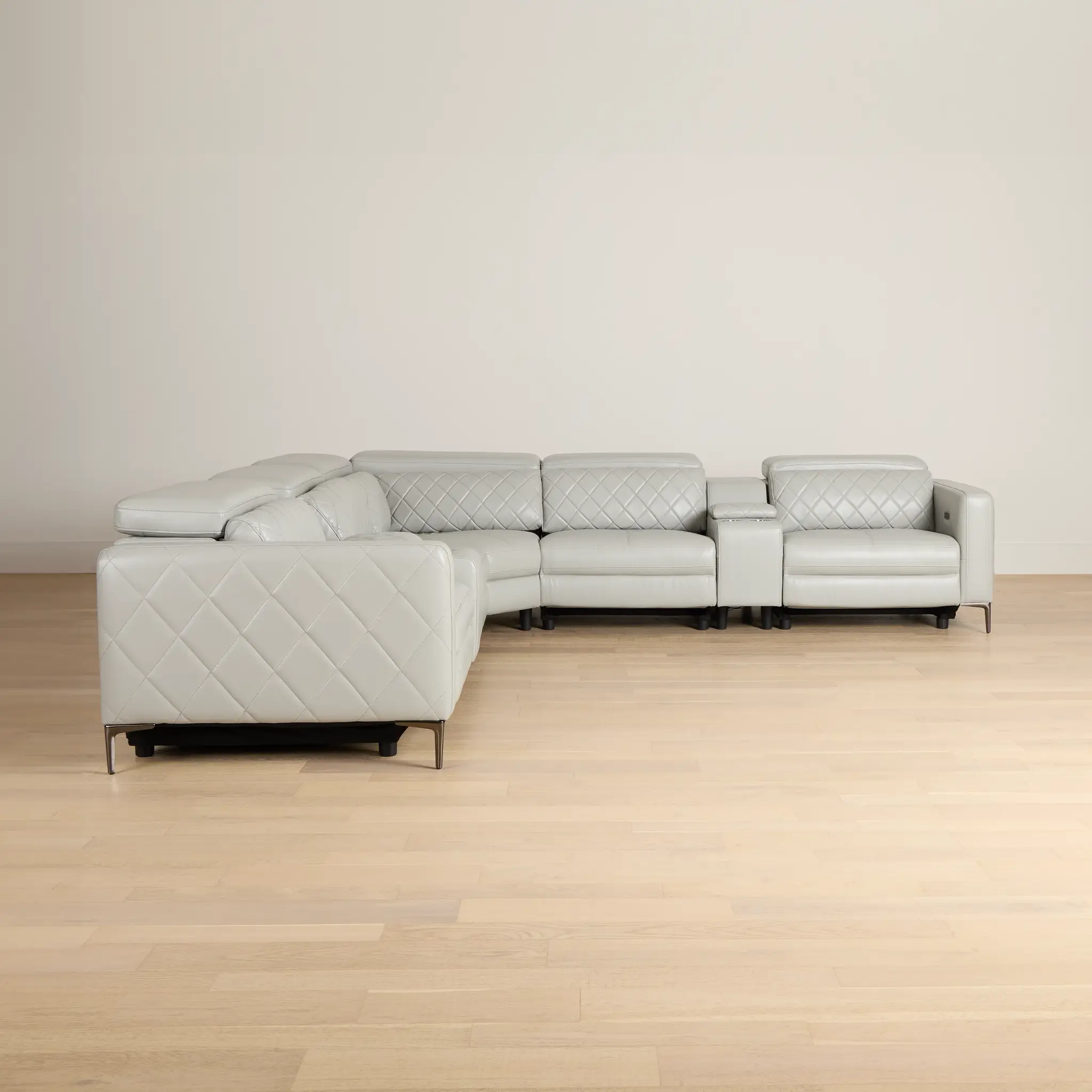 Ava Light Gray Micro Large Triple Power Reclining Two-arm Sectional Ava Light Gray Micro Large Triple Power Reclining Two-arm Sectional