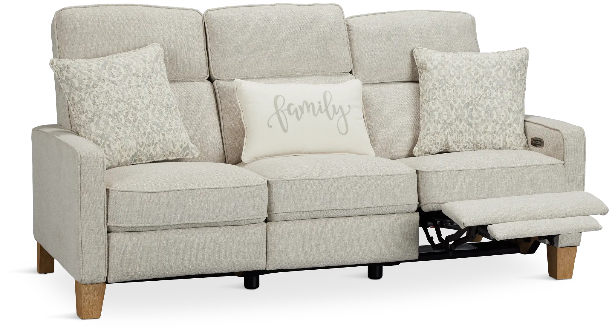 Bayside Light Beige Fabric Power Reclining Sofa Bayside Light Beige Fabric Power Reclining Sofa