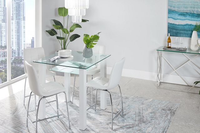 Vienna White Square High Table & 4 Barstools