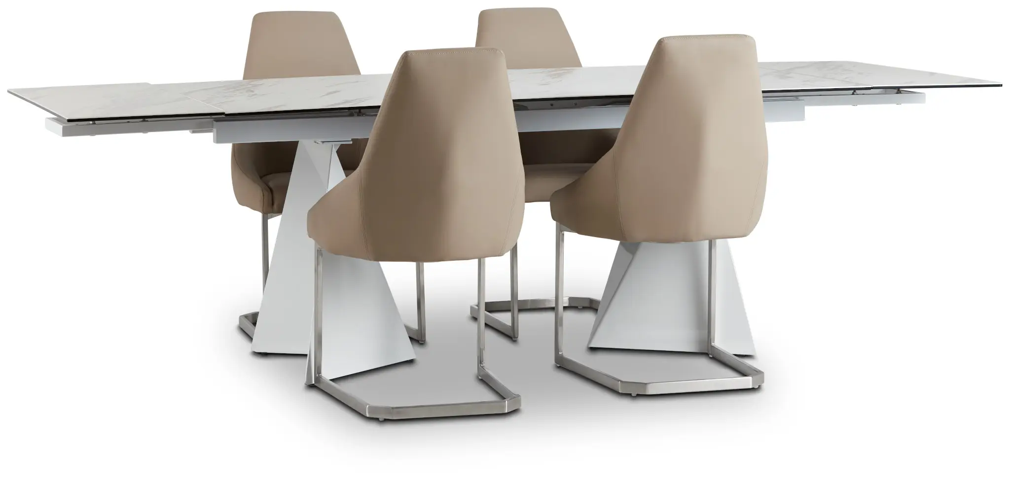 Monaco Taupe Ceramic Table & 4 Upholstered Chairs Monaco Taupe Ceramic Table & 4 Upholstered Chairs