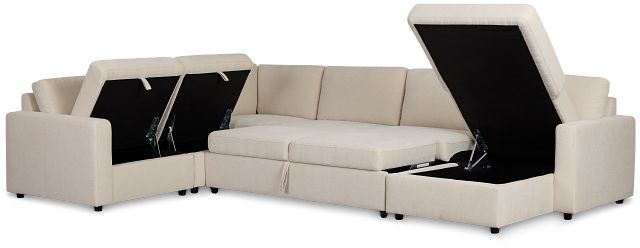 Addie Beige Fabric Medium Right Chaise Storage Sleeper Sectional