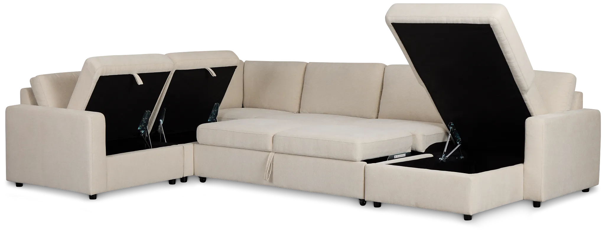 Addie Beige Fabric Medium Right Chaise Storage Sleeper Sectional