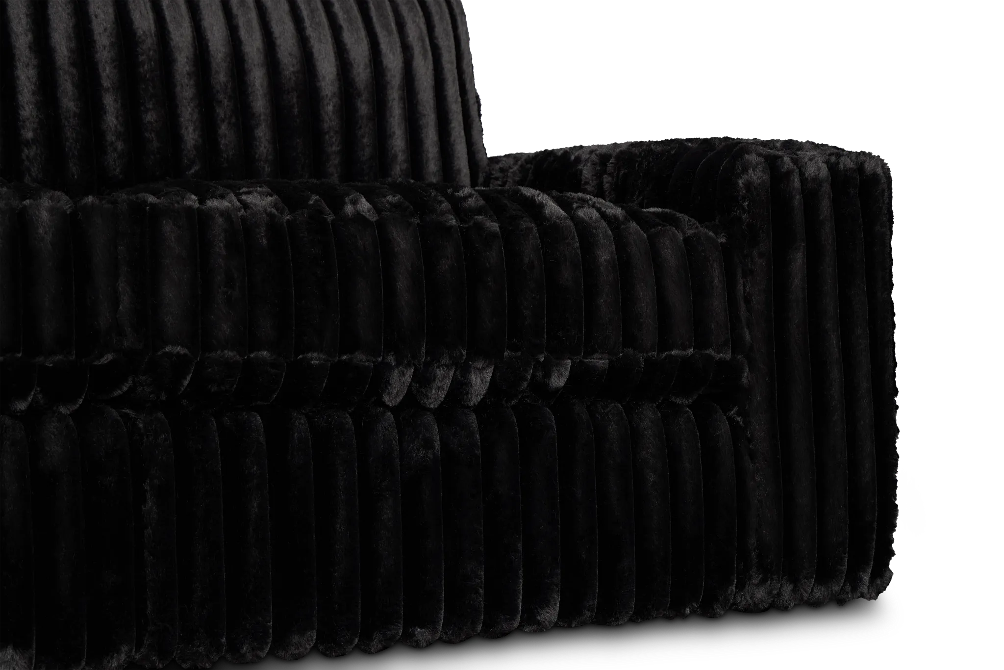 Teddy Black Fabric Large Left Chaise Sectional