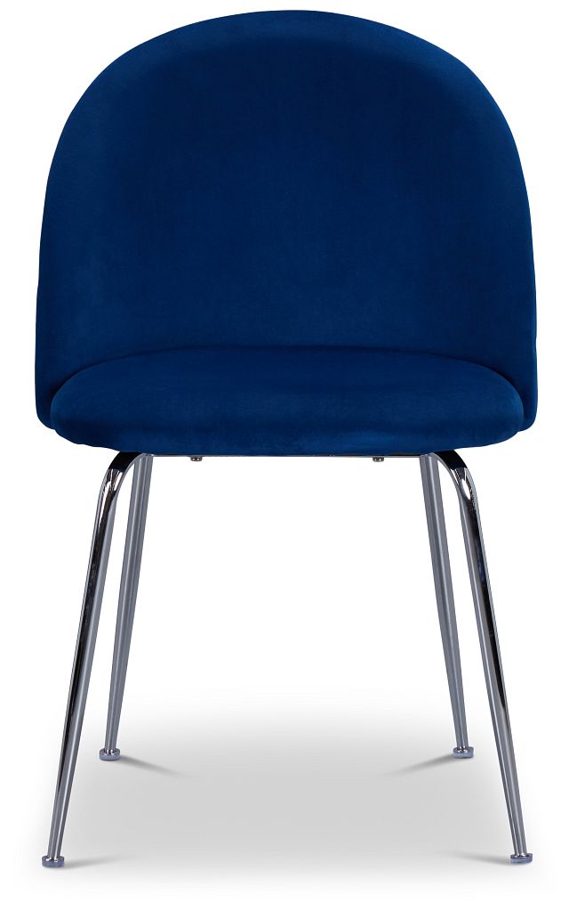 Capri Dark Blue Velvet Upholstered Side Chair W/ Chrome Legs