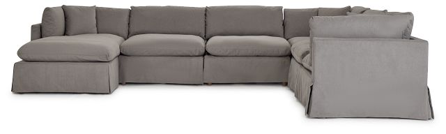 Raegan Gray Fabric Large Left Chaise Sectional