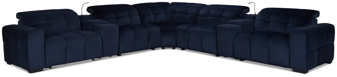 Gemma Navy Velvet Large Dual Power Right Chaise Sectional Gemma Navy Velvet Large Dual Power Right Chaise Sectional