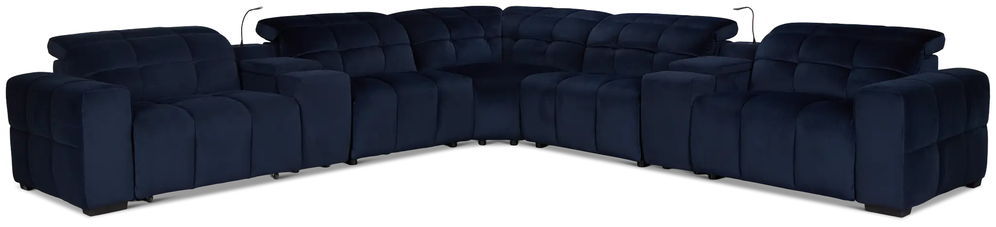 Gemma Navy Velvet Large Dual Power Right Chaise Sectional Gemma Navy Velvet Large Dual Power Right Chaise Sectional