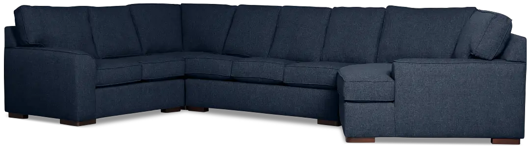 Sinclair Dark Blue Fabric Right Cuddler Memory Foam Sleeper Sectional Sinclair Dark Blue Fabric Right Cuddler Memory Foam Sleeper Sectional