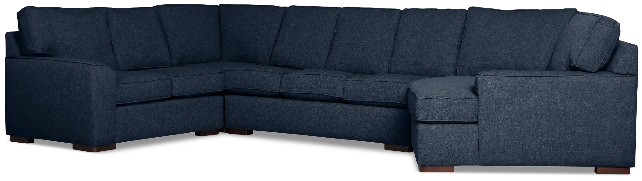 Sinclair Dark Blue Fabric Right Cuddler Memory Foam Sleeper Sectional Sinclair Dark Blue Fabric Right Cuddler Memory Foam Sleeper Sectional