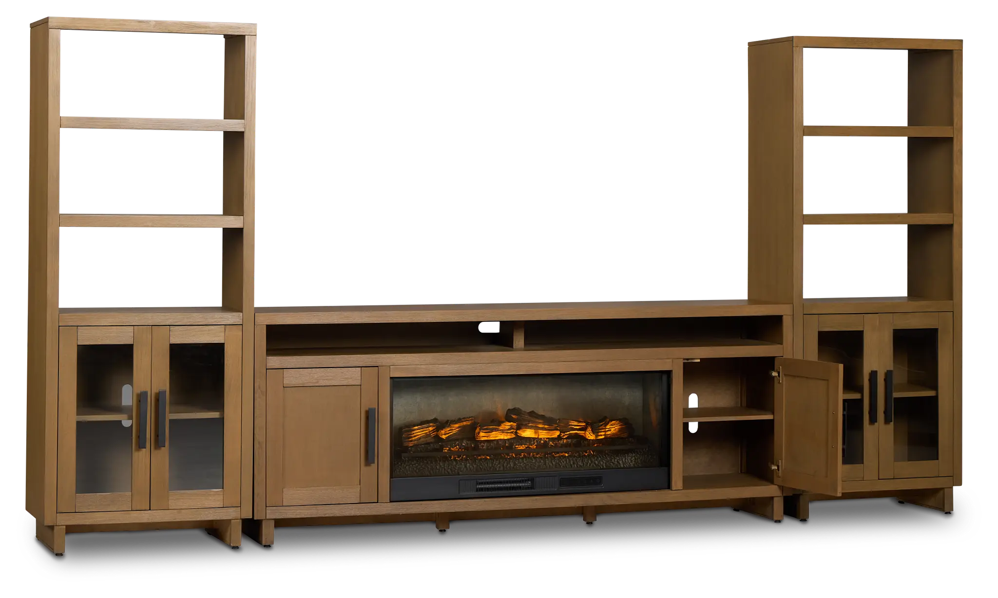 Richmond Light Tone 80" Door Pier Entertainment Wall With Fireplace Richmond Light Tone 80" Door Pier Entertainment Wall With Fireplace
