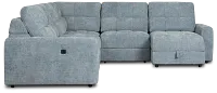 Hendrix Light Blue Fabric Small Dual Power Right Extension Chaise Sectional