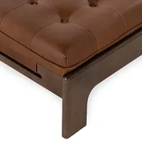 Four Hands Ferda Brown Leather Cocktail Ottoman