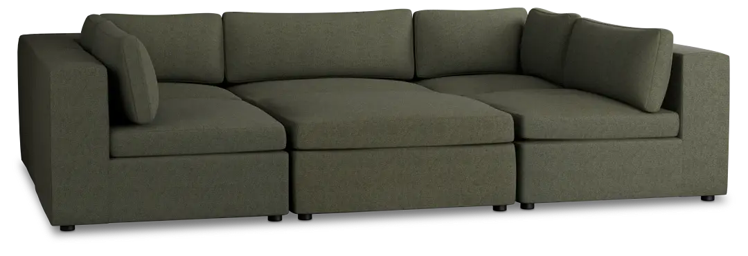 Destin Sutton Green Fabric 6-piece Pit Sectional Destin Sutton Green Fabric 6-piece Pit Sectional