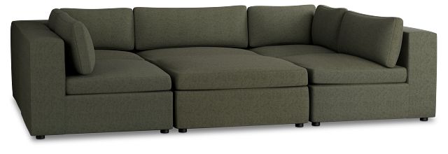Destin Sutton Green Fabric 6-piece Pit Sectional