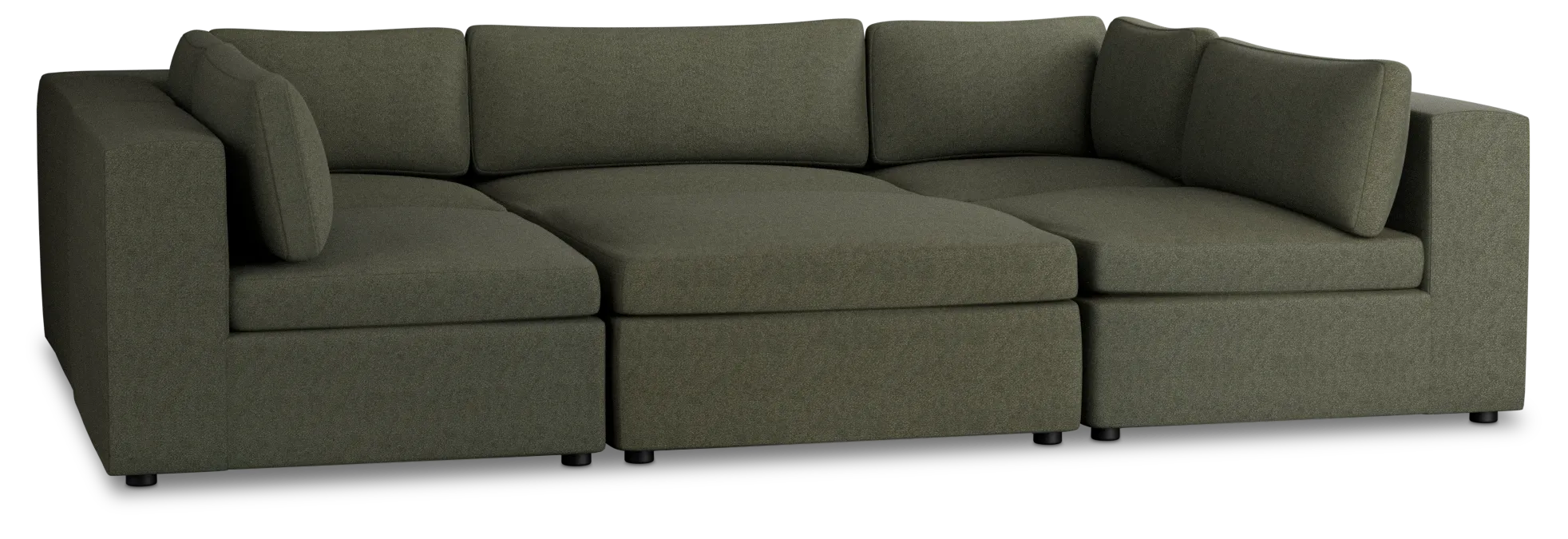 Destin Sutton Green Fabric 6-piece Pit Sectional