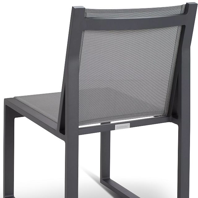 Linear Dark Gray 110" Aluminum Table & 4 Sling Side Chairs