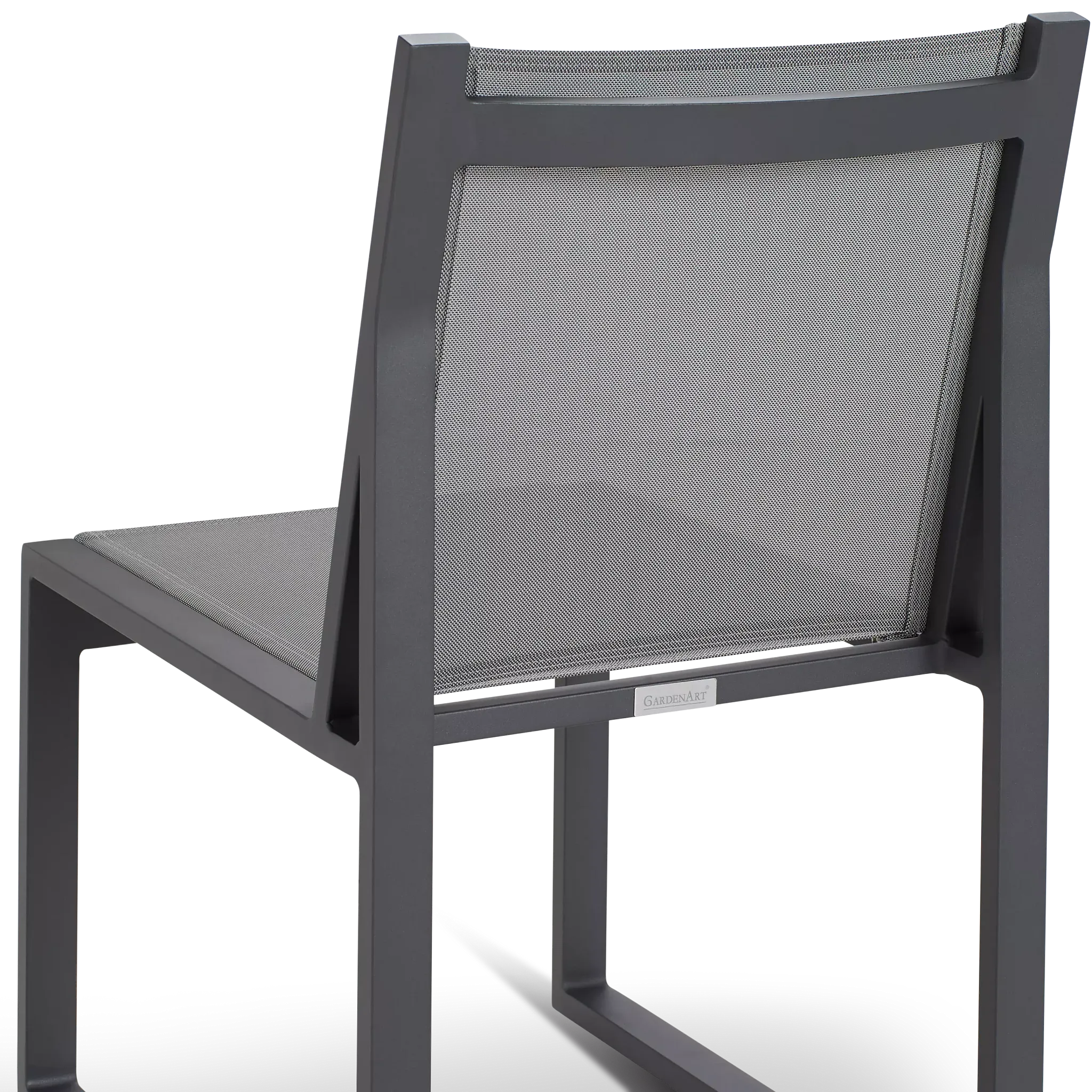 Linear Dark Gray 110" Aluminum Table & 4 Sling Side Chairs