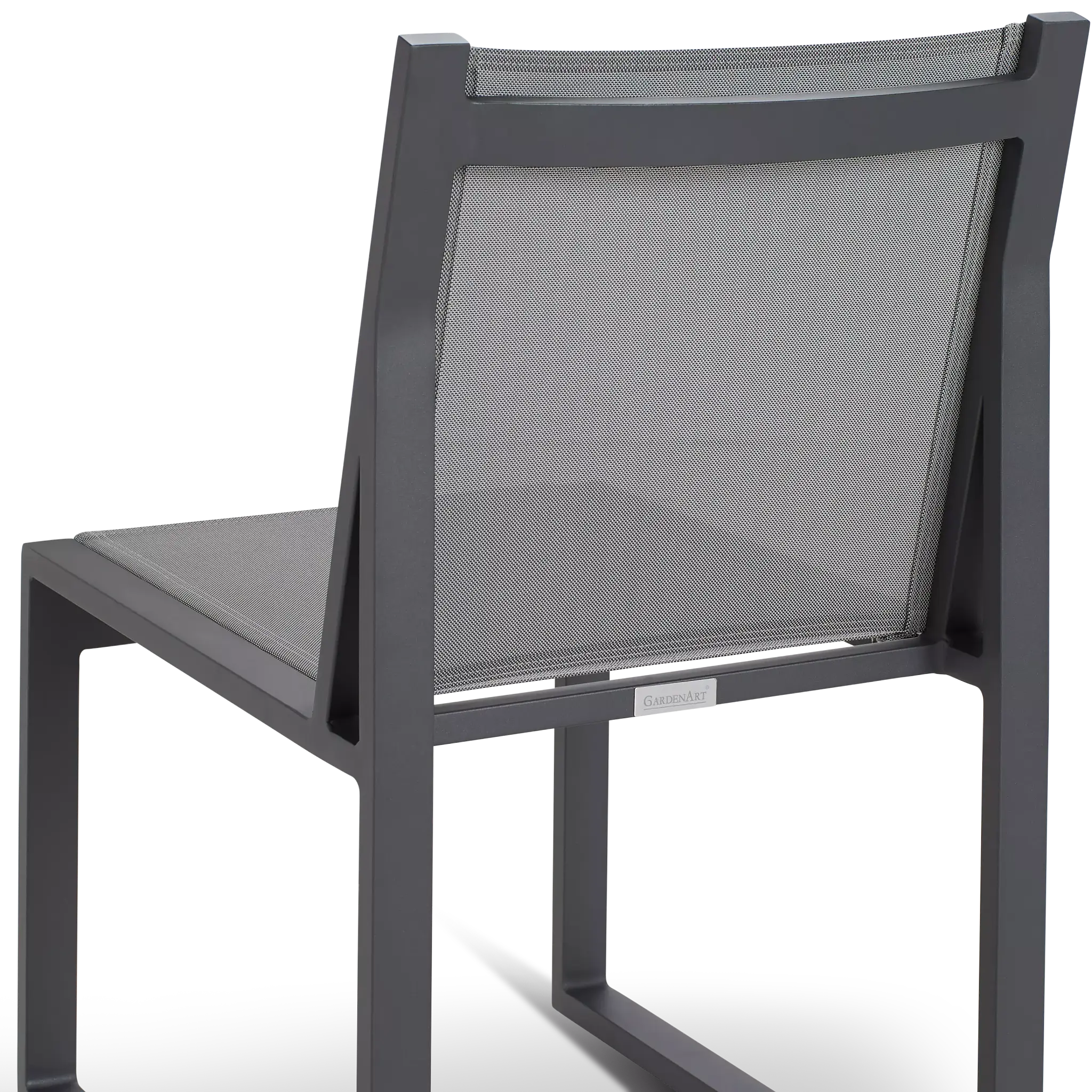 Linear Dark Gray 110" Aluminum Table & 4 Sling Side Chairs Linear Dark Gray 110" Aluminum Table & 4 Sling Side Chairs
