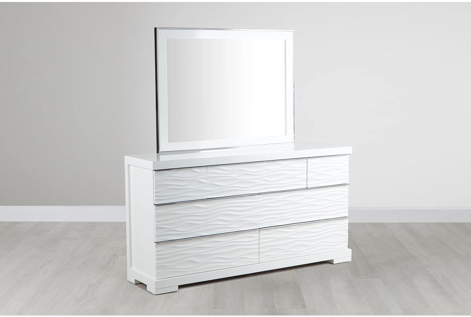 Ocean Drive White Dresser & Mirror