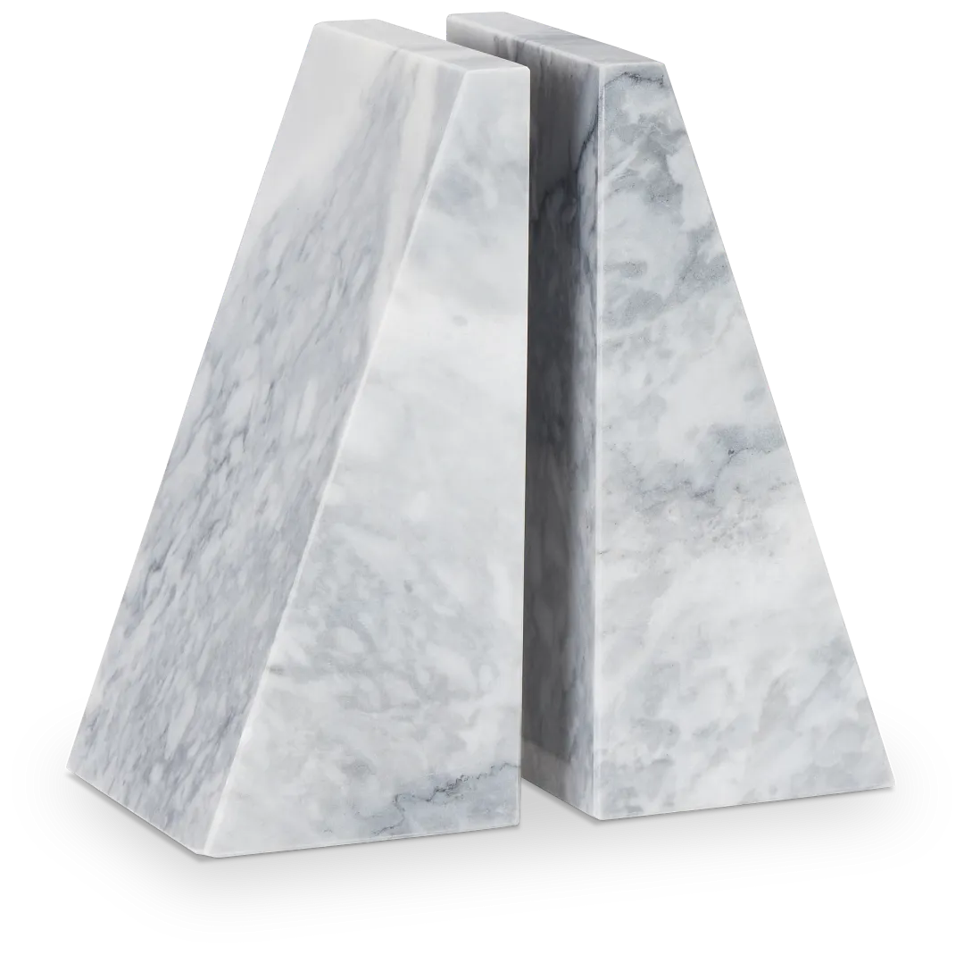 Ludo White Marble Bookends