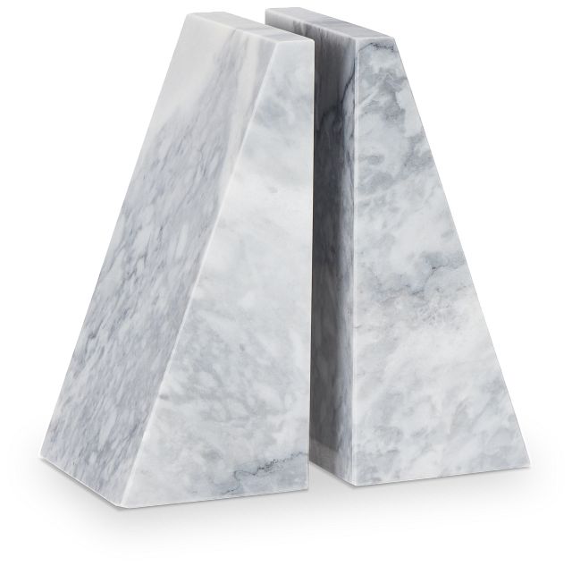 Ludo White Marble Bookends