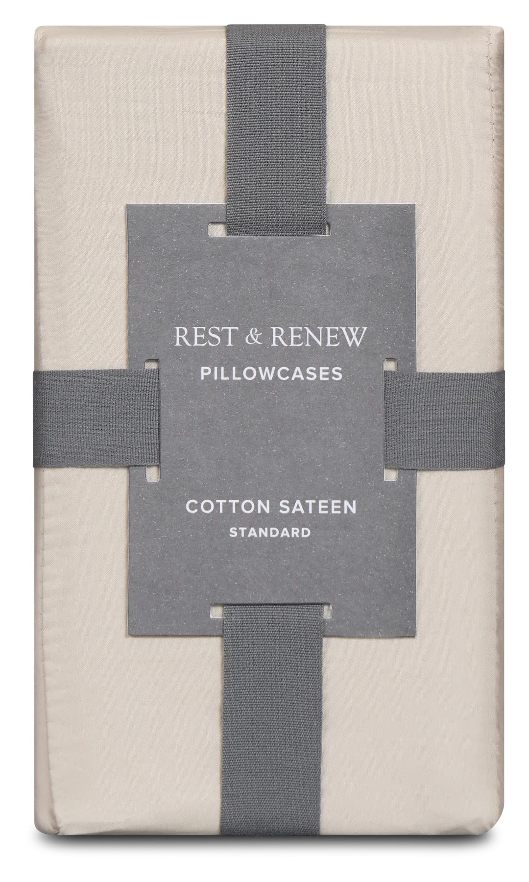 Rest & Renew Cotton Sateen Beige 300 Thread Set Of 2 Pillowcases