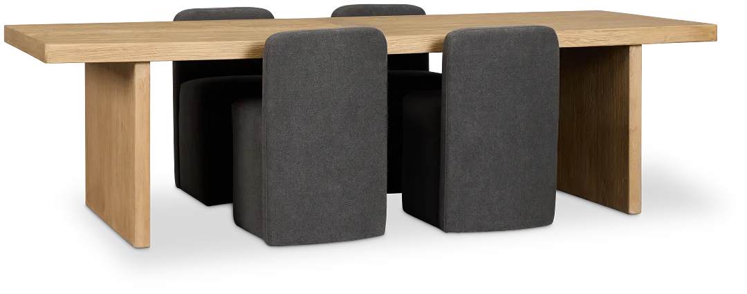 Salida Light Tone Rect Table & 4 Dark Gray Upholstered Chairs