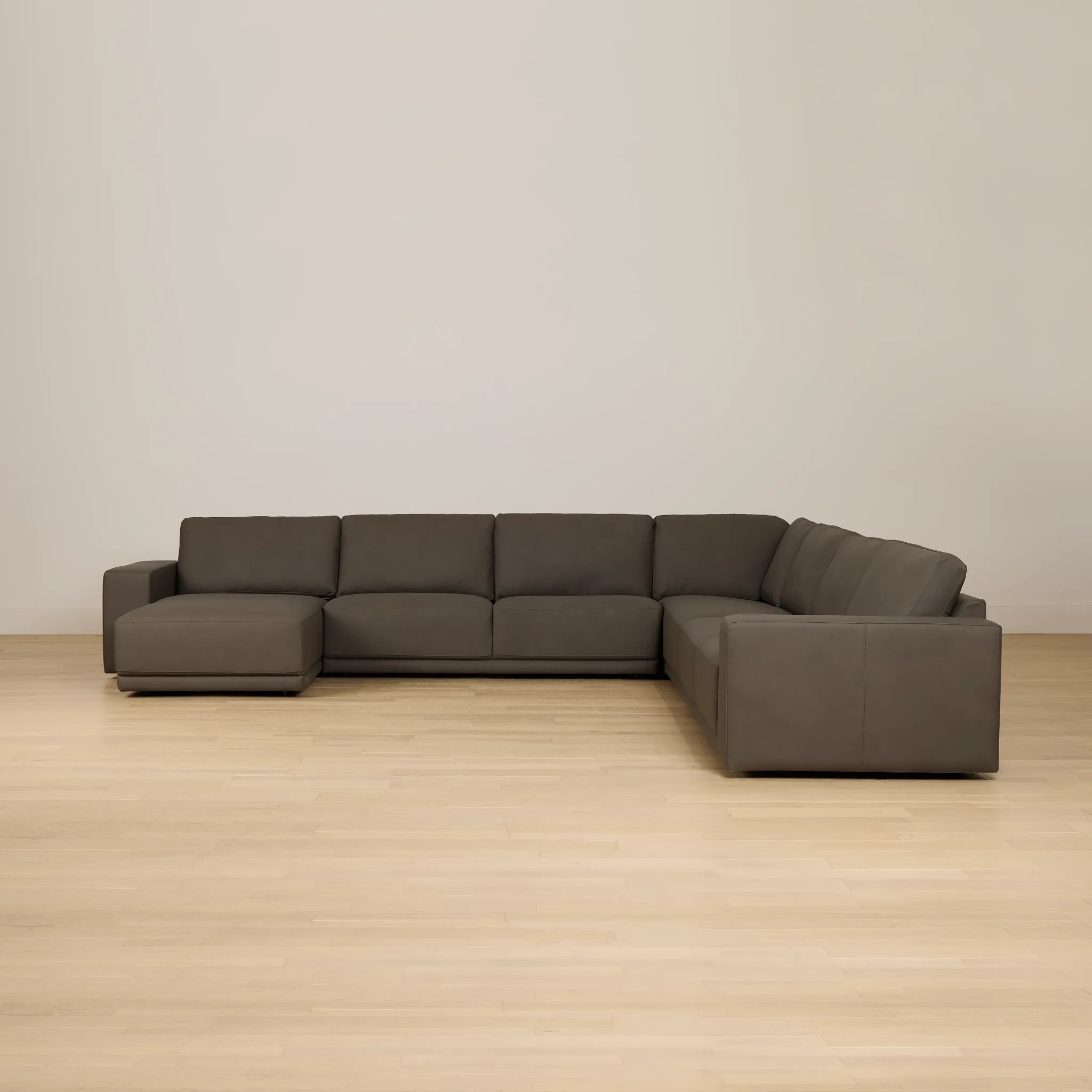 Kellan Dark Gray Leather Large Left Chaise Sectional